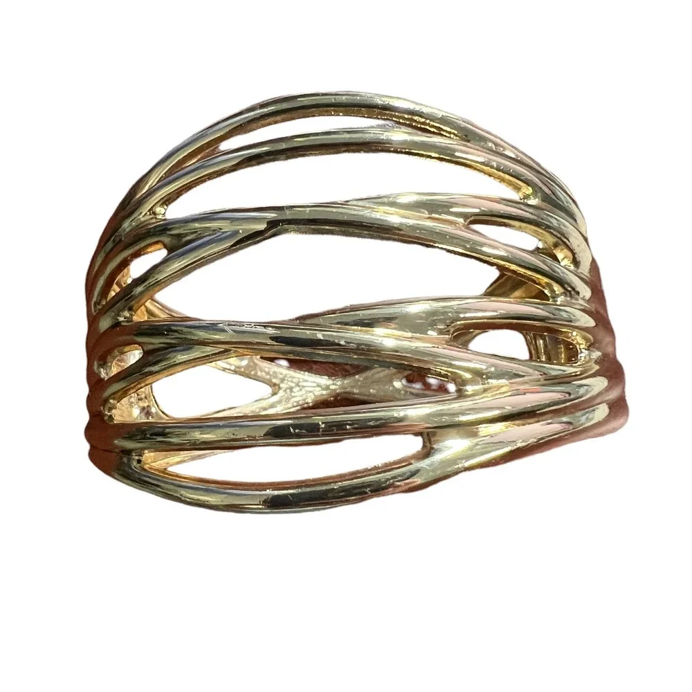 Gold Tone Clamper‎ Multi Bar Bracelet 2